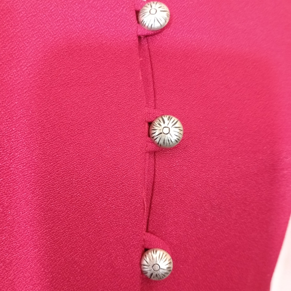 Christie & Jill Vintage Maxi, Dress, Red ButtonUp, V-Neck, Long Sleeve, 10 - Picture 8 of 15